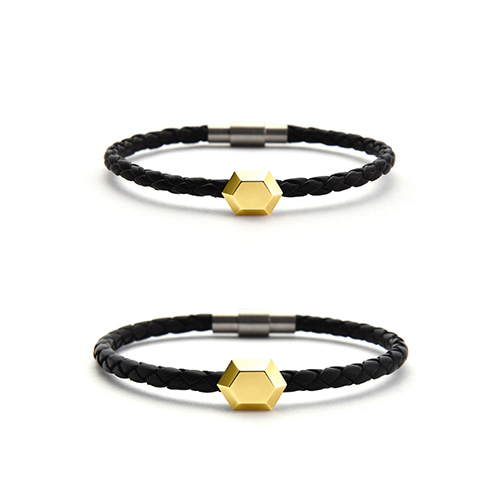 SWEET BRICK-6 Leather Bracelet(Yellow Gold) for COUPLE
