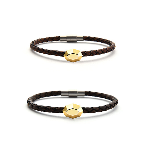 SWEET BRICK-8 Leather Bracelet(Yellow Gold) for COUPLE